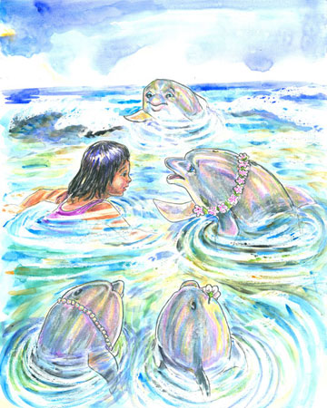 Girl and Dolphins